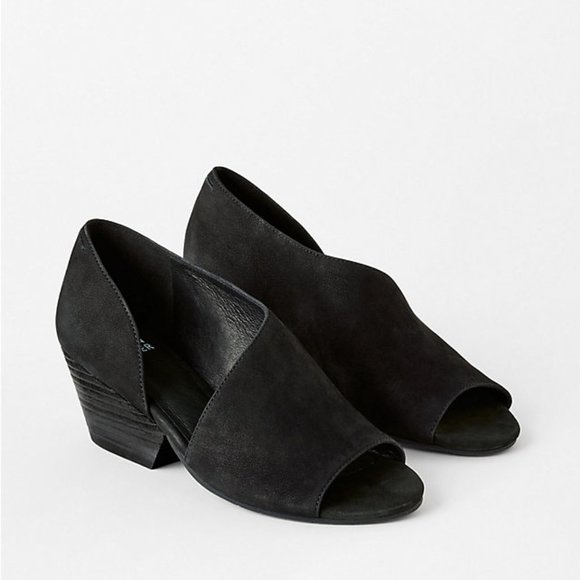 Eileen Fisher ~ Fig d’Orsay Black Leather Open Toe Shoes in size 9 - Picture 1 of 15